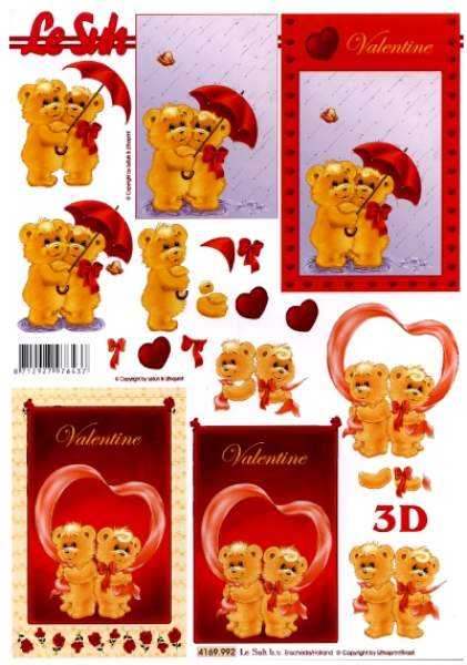 3D Schneidebogen verliebte Bärchen, Valentin